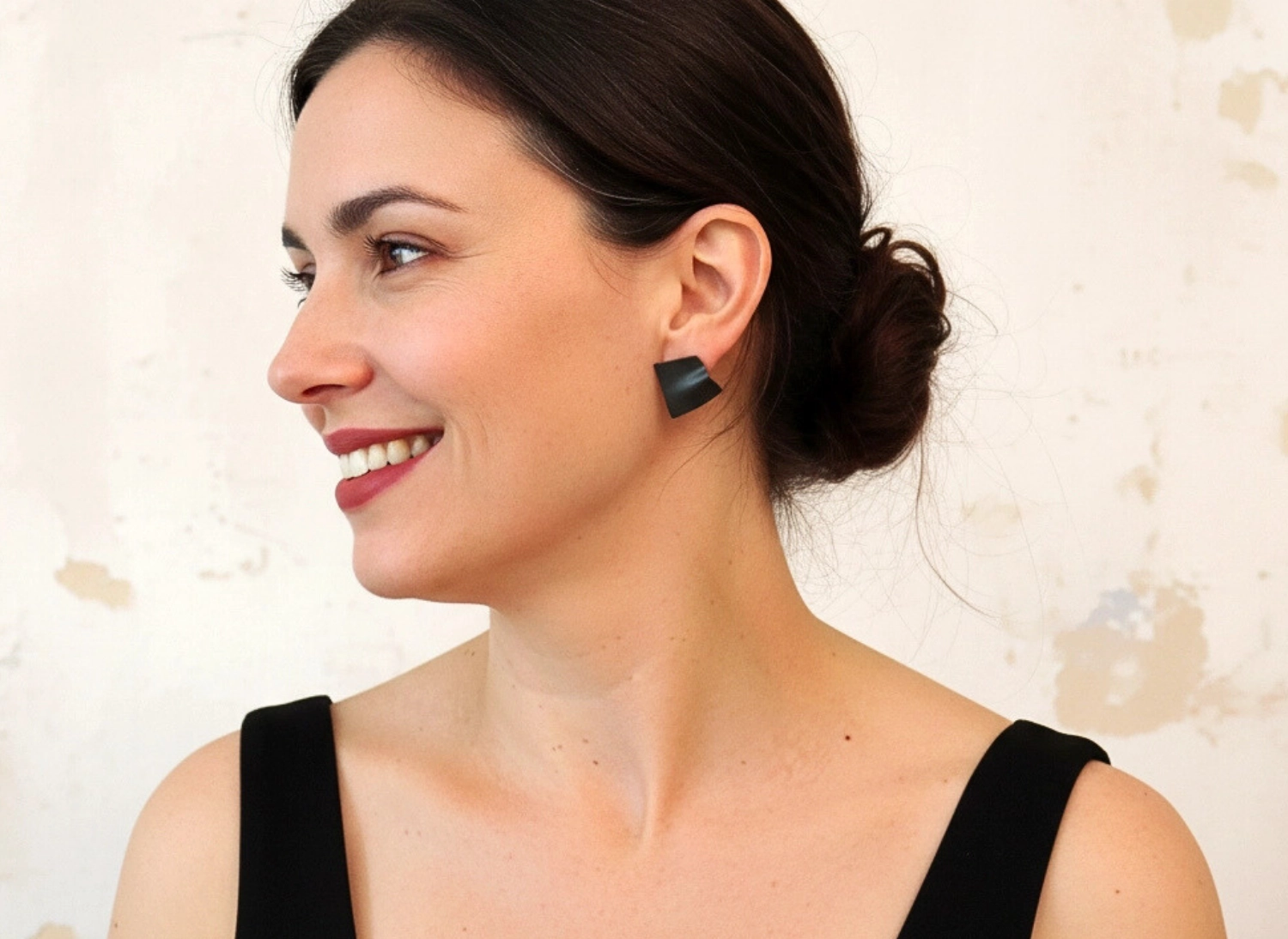 Asymmetrical Oxidized Silver Folded Earrings