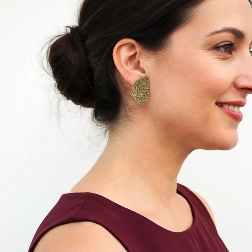 Organic Textured Brass Stud Earrings