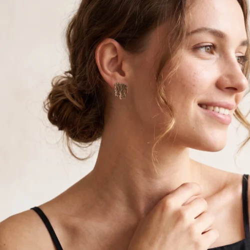Openwork Organic Bronze Stud Earrings