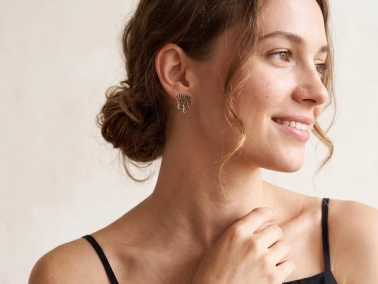 Openwork Organic Bronze Stud Earrings