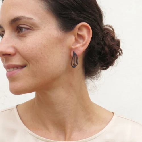Botanical Oxidized Silver Stud Earrings