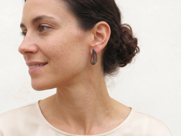 Botanical Oxidized Silver Stud Earrings