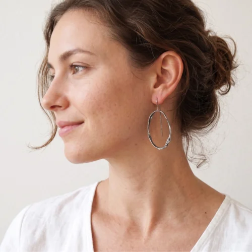Oxidized Sculptural Silver Dangle Earrings