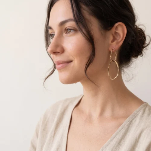 Long Patinated Bronze Dangle Earrings