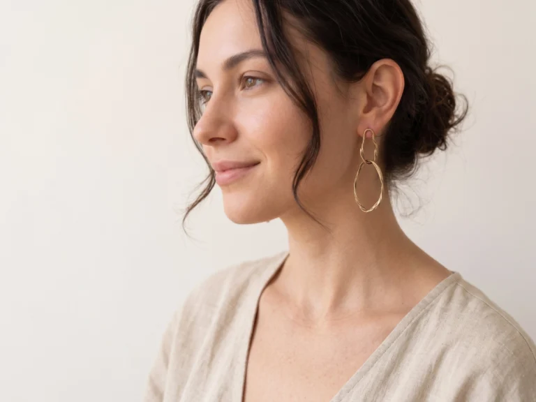 Long Patinated Bronze Dangle Earrings