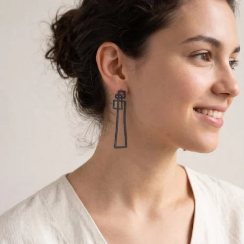 Abstract Oxidized Silver Dangle Earrings