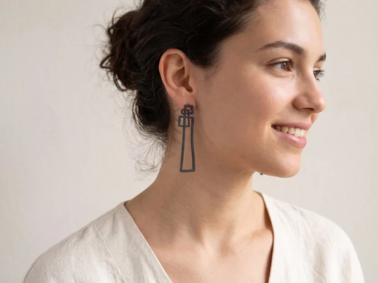 Abstract Oxidized Silver Dangle Earrings