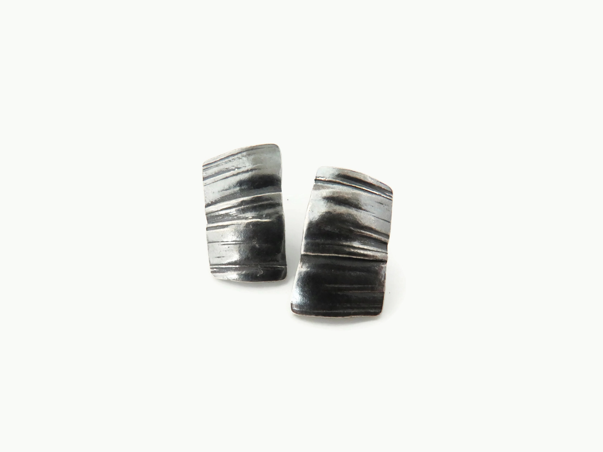 Organic Silver Stud Earrings
