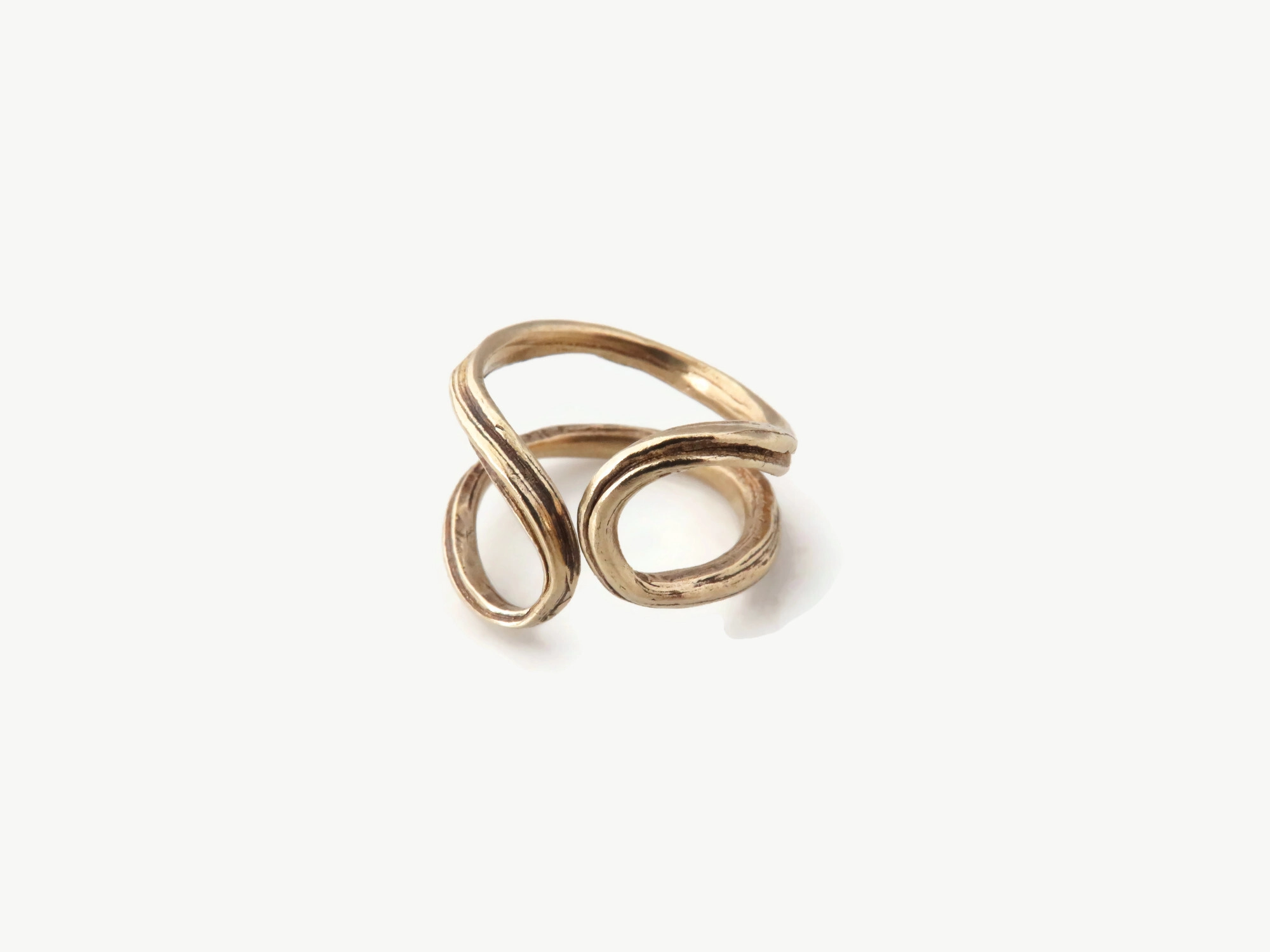 Adjustable Patinated Bronze Organic Ring