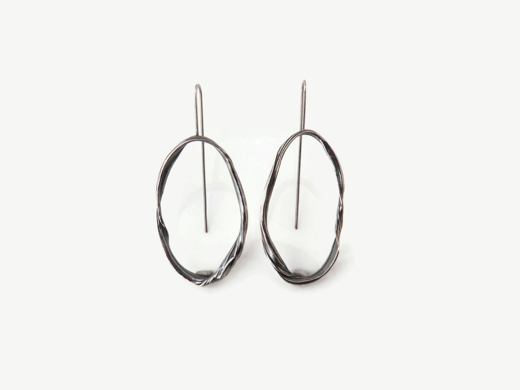 Oxidized Sculptural Silver Dangle Earrings