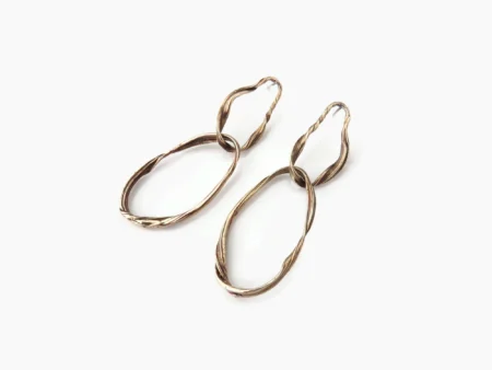 Long Patinated Bronze Dangle Earrings