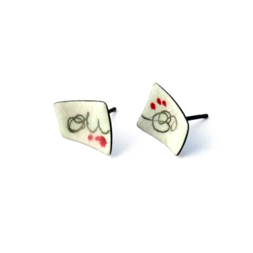 Pendientes Esmaltados Abstractos en Plata Oxidada
