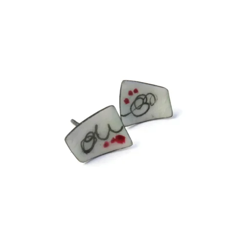 Pendientes Esmaltados Abstractos en Plata Oxidada