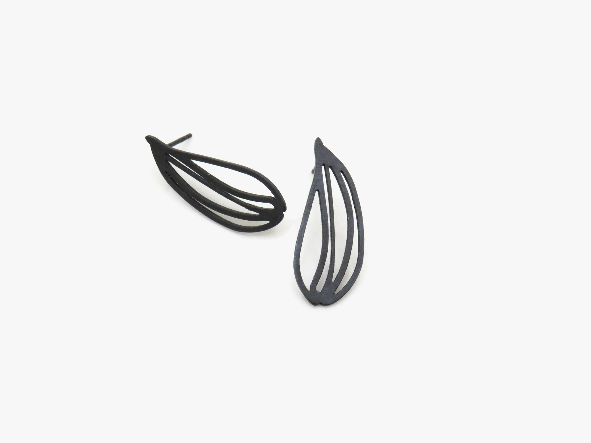 Botanical Oxidized Silver Stud Earrings