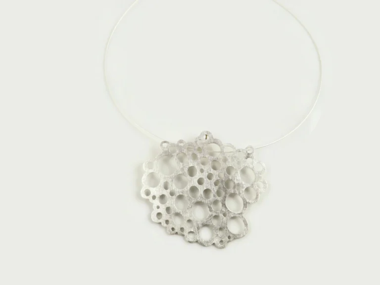 Large Modern Sculptural Silver Pendant