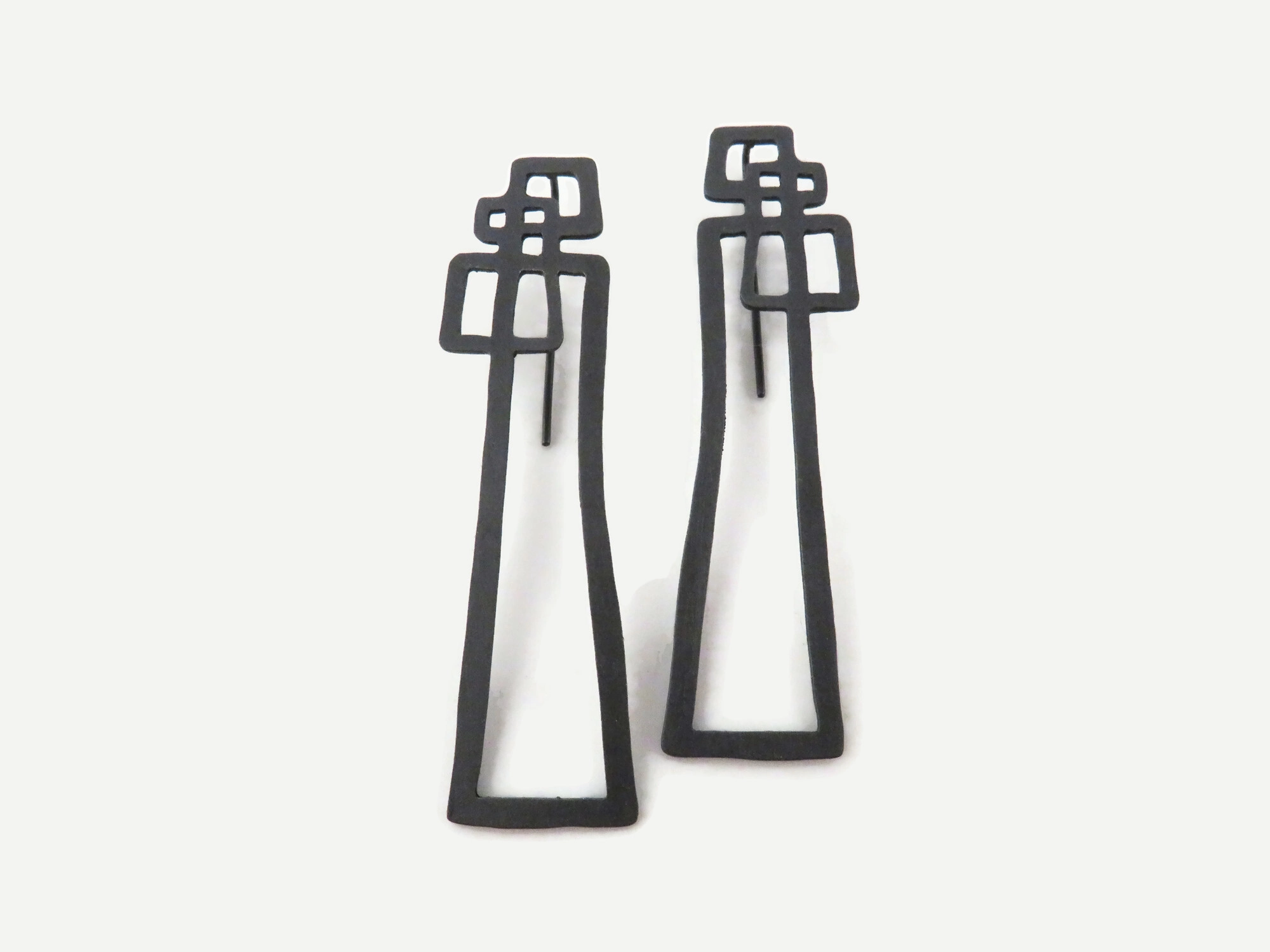 Abstract Oxidized Silver Dangle Earrings