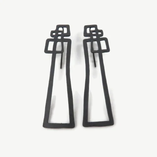 Abstract Oxidized Silver Dangle Earrings
