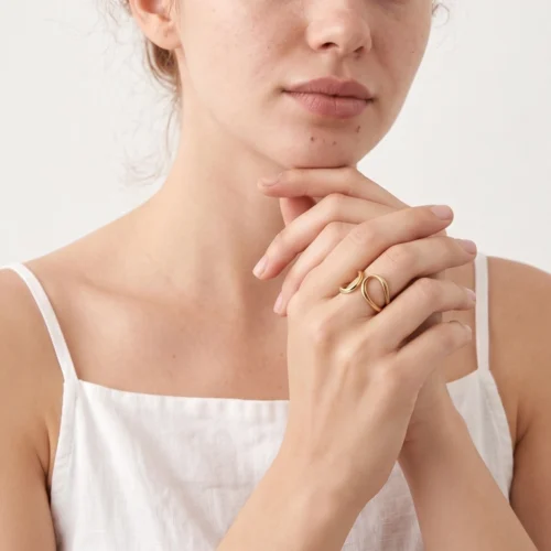 Adjustable Patinated Bronze Organic Ring