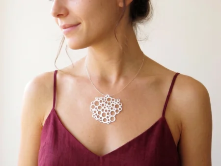 Large Modern Sculptural Silver Pendant