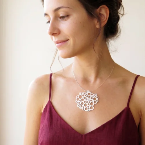 Large Modern Sculptural Silver Pendant