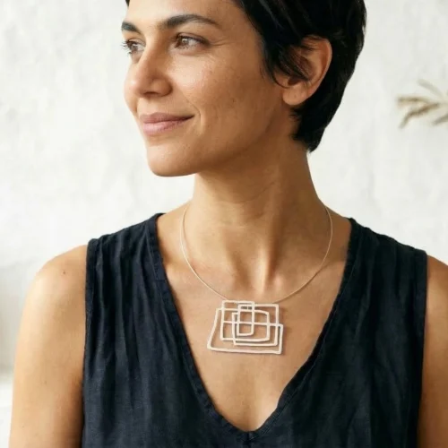 Abstract Silver Large Pendant