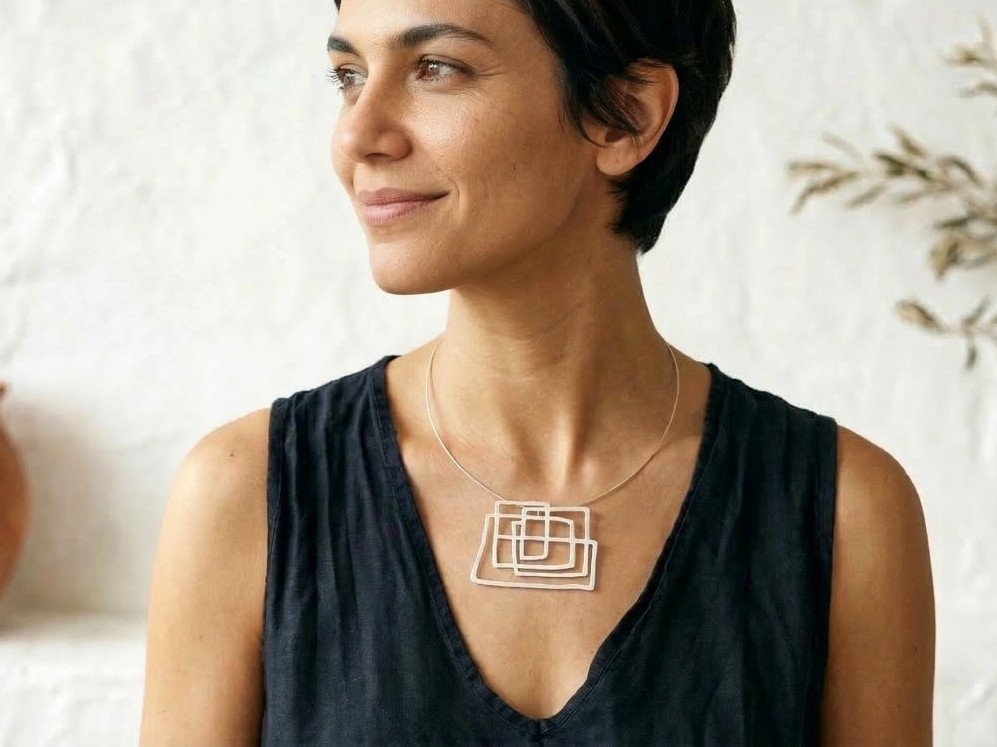 Abstract Silver Large Pendant