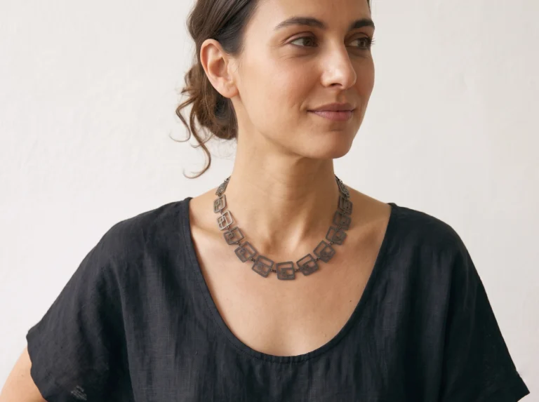 Modernist Oxidized Silver Necklace