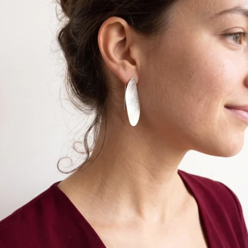 Waved Silver Dangle Earrings