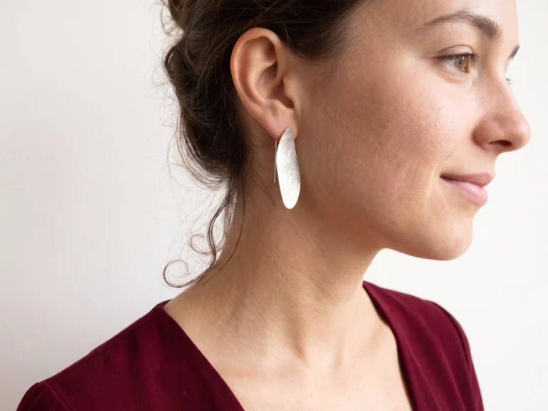 Waved Silver Dangle Earrings