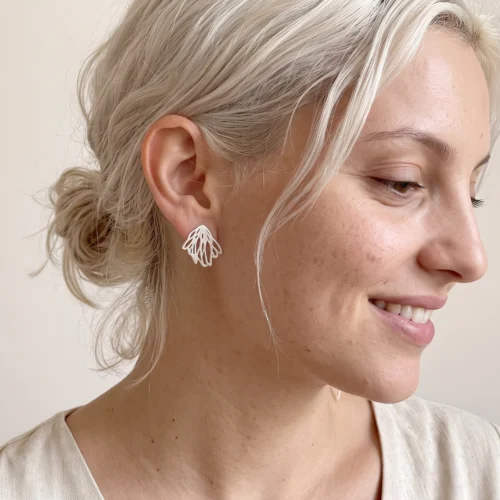 Floral Oxidized Silver Stud Earrings