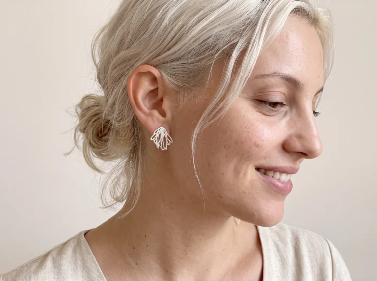 Floral Oxidized Silver Stud Earrings