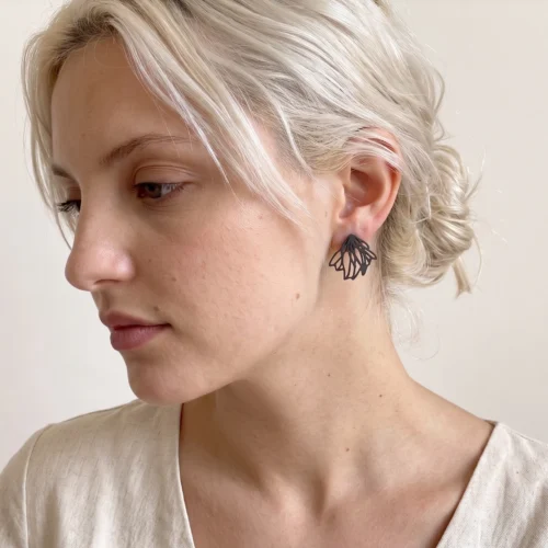 Floral Oxidized Silver Stud Earrings