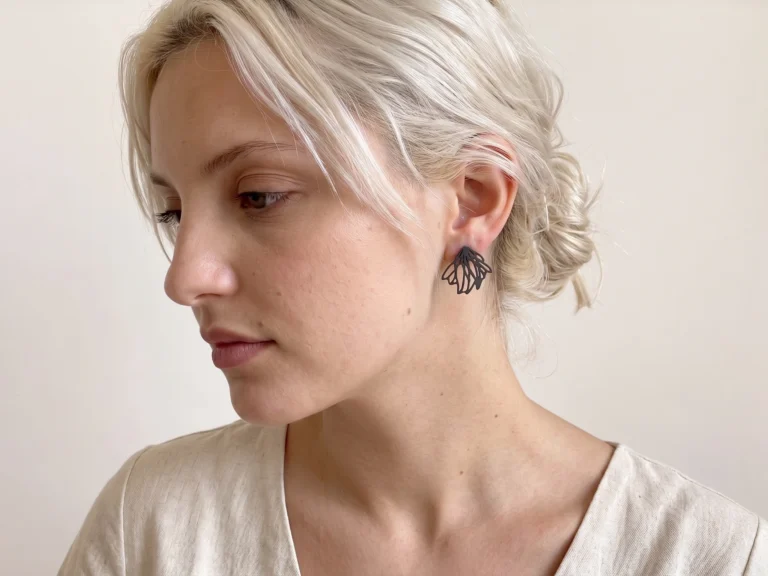 Floral Oxidized Silver Stud Earrings