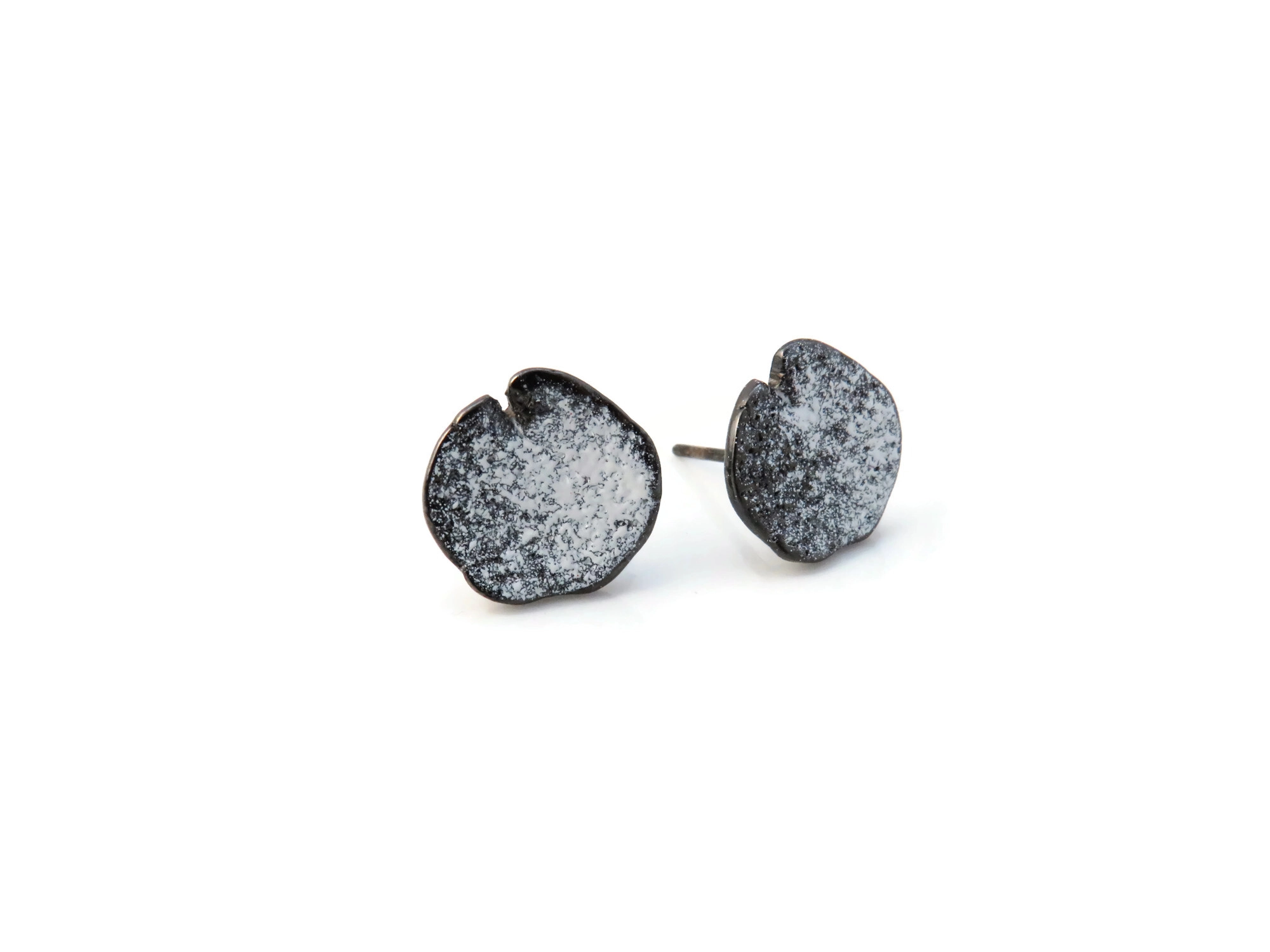 Organic Black Plated Stud Earrings