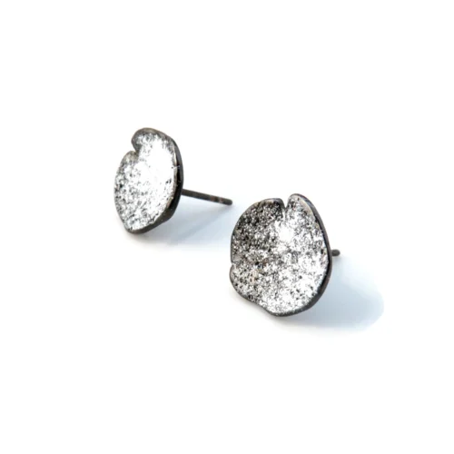 Organic Black Plated Stud Earrings