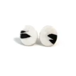Black and white enamel stud earrings