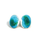 Blue Toned Enamel Stud Earrings