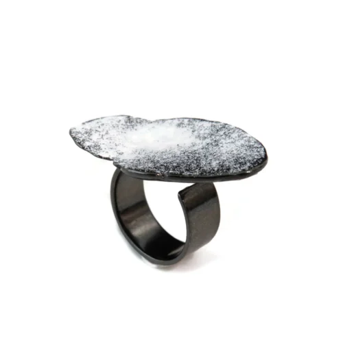 Organic Black and White Adjustable Ring