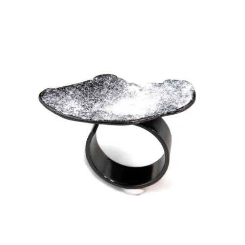 Organic Black and White Adjustable Ring
