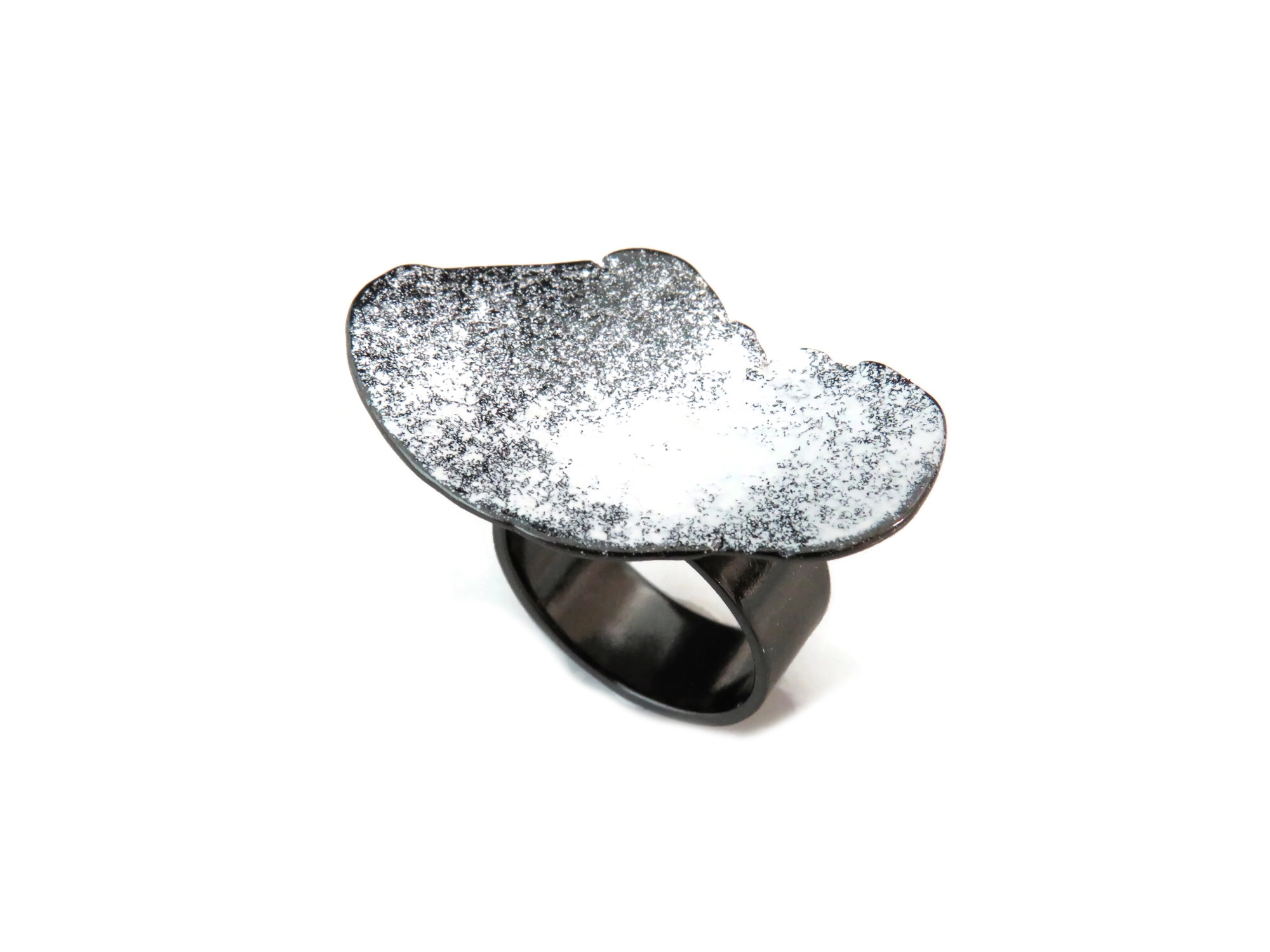 Organic Black and White Adjustable Ring
