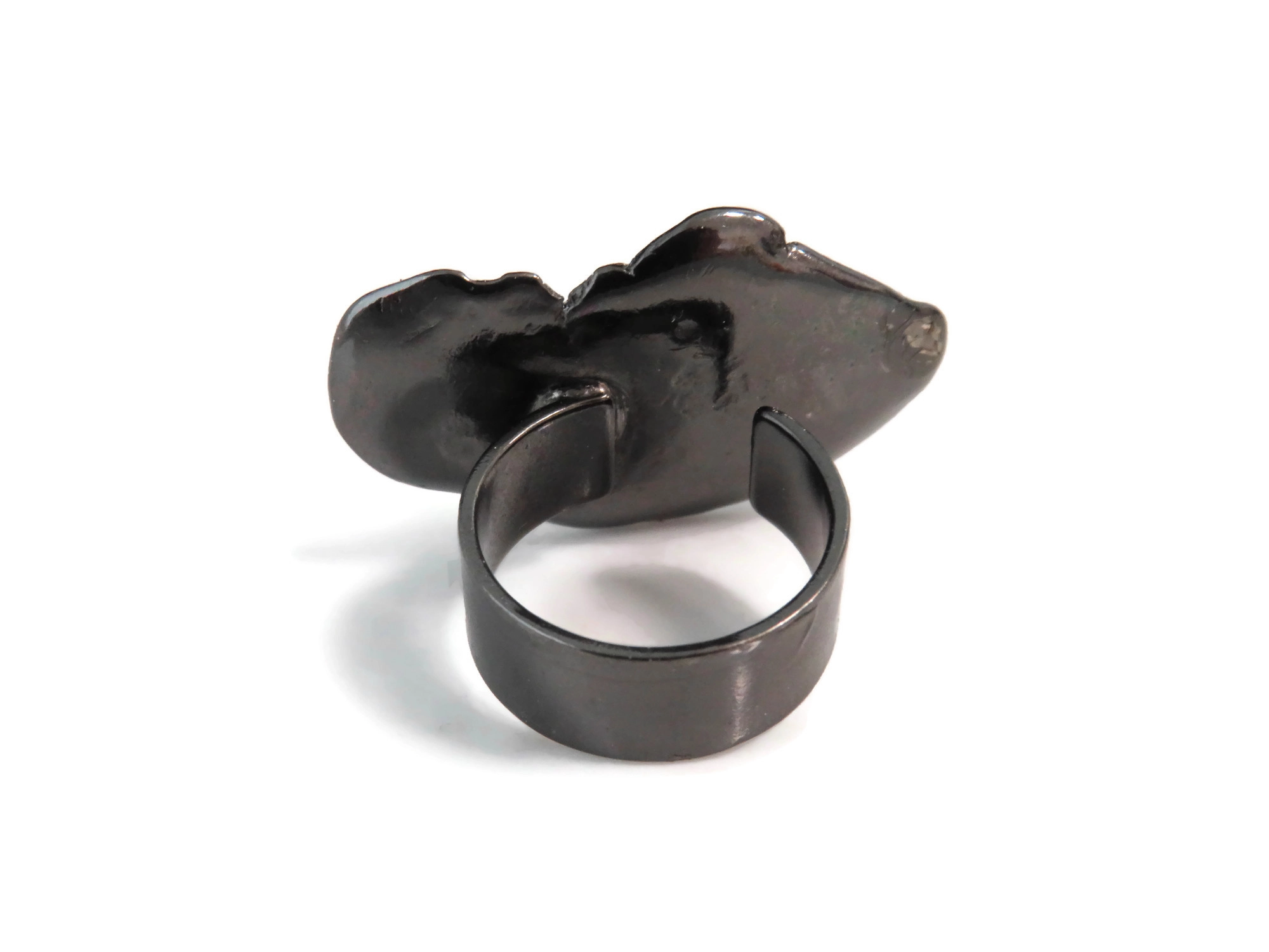 Organic Black and White Adjustable Ring
