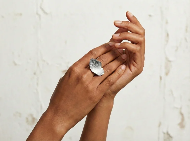 Organic Black and White Adjustable Ring