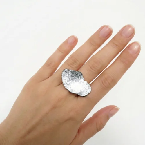 Organic Black and White Adjustable Ring