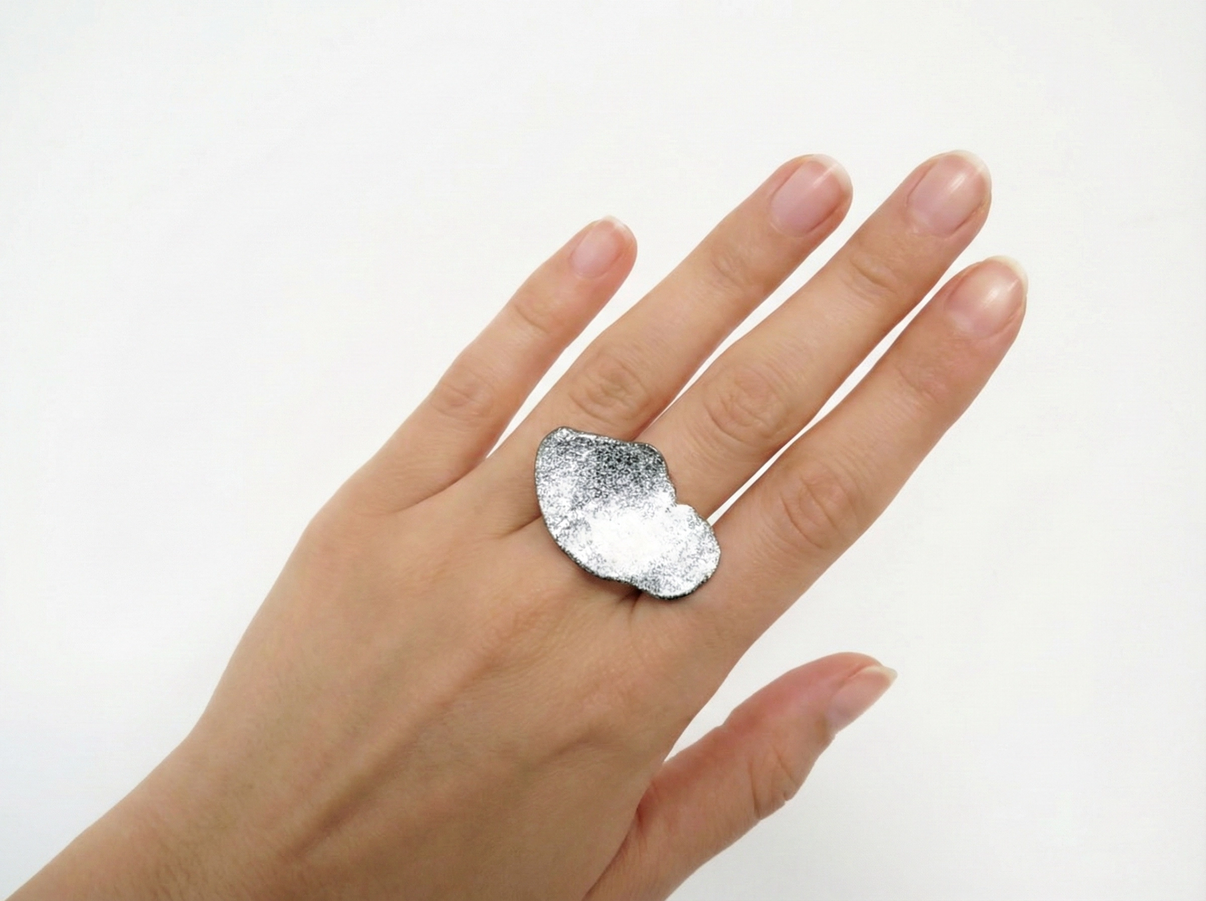 Organic Black and White Adjustable Ring