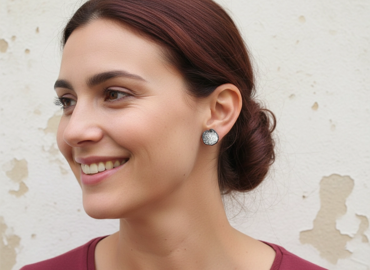 Organic Black Plated Stud Earrings