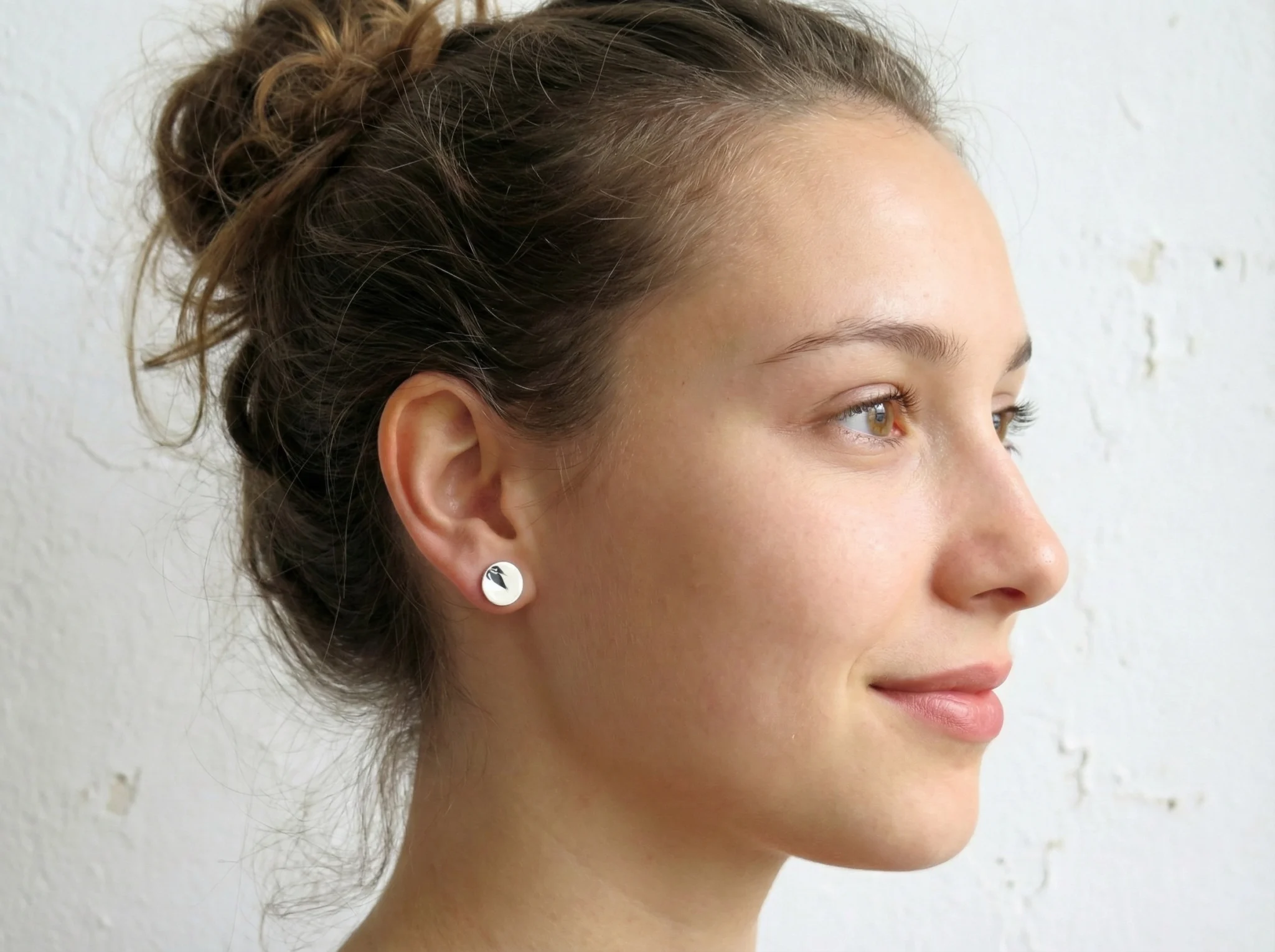 Black and white enamel stud earrings