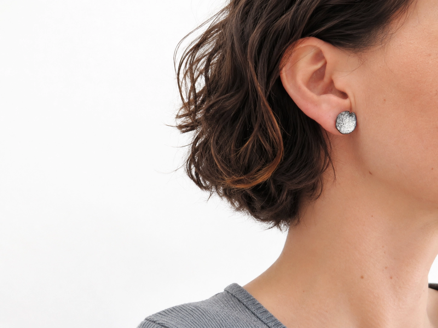 Organic Black Plated Stud Earrings