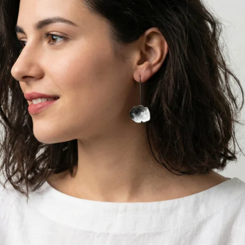 Organic Black and White Earrings