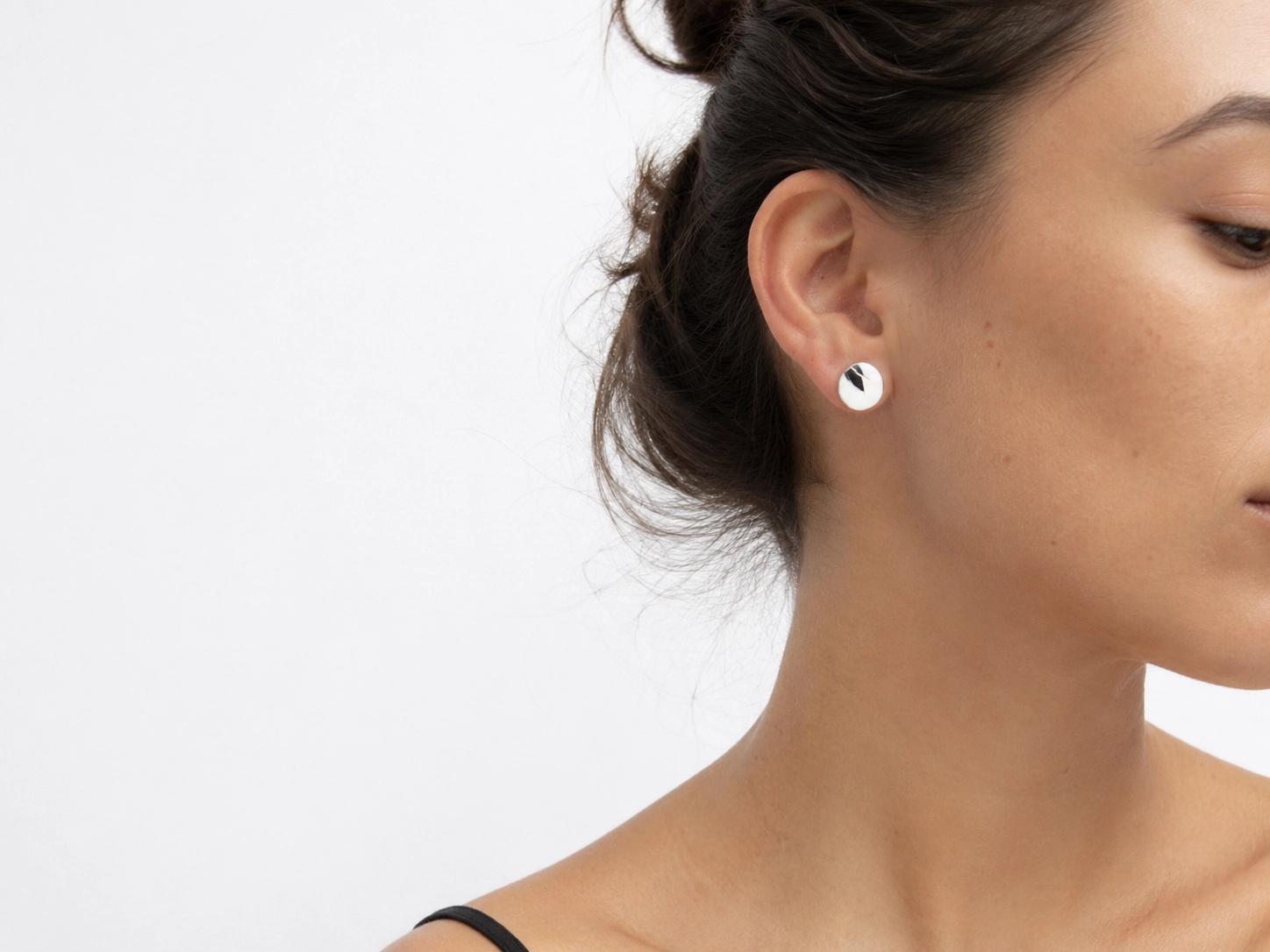 Black and White Enamel Stud Earrings