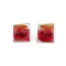 Square Red Enamel Stud Earrings